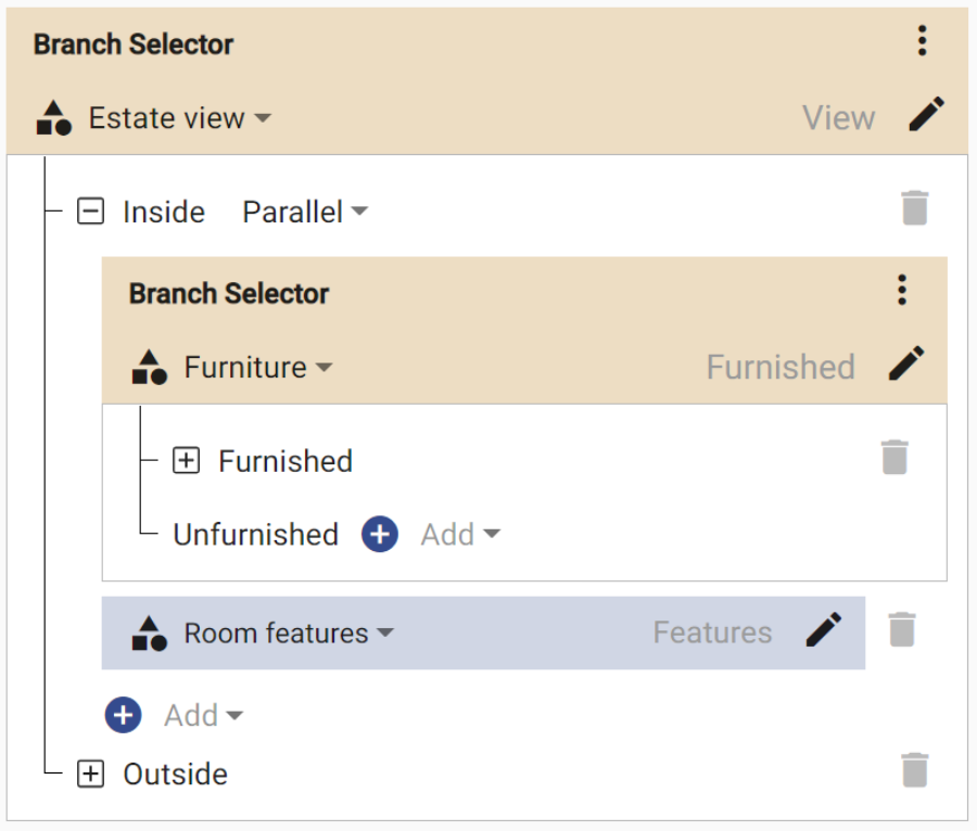 A machine learning model flow used as a branch selector by Ximilar.